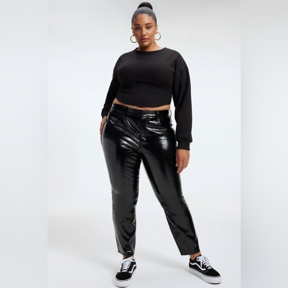 GOOD American Faux Leather Pants in Black  NWT Size 12/31